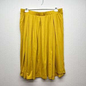 LuLaRoe Womens Pull On Mustard Skirt 3XL Elastic Waist Side Pockets Knee Length